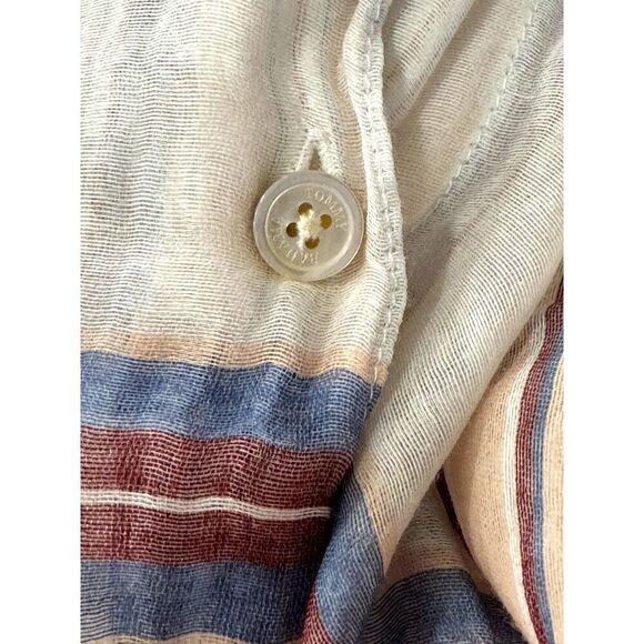 Women's Tommy Bahama Cotton Blend Striped Button-Up Top Long-Sleeve / Sz M / EUC - Picture 3 of 8